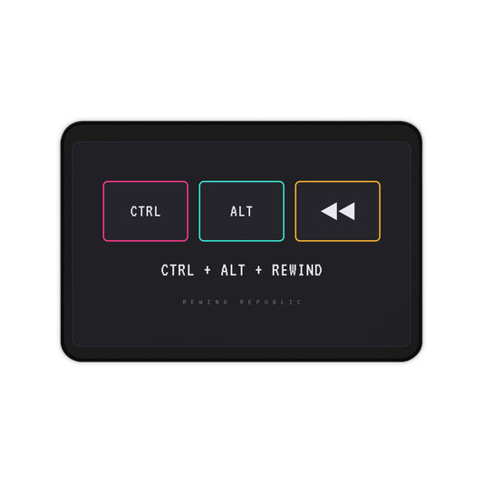 Desk Mat — "CTRL + ALT + Rewind" Retro Keyboard Gamer Desk Mat